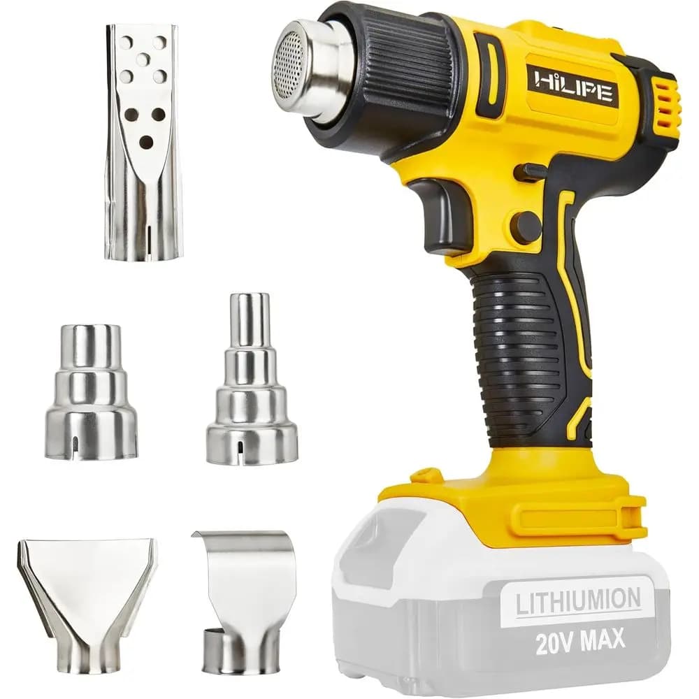 Pistola CordlHeat o batteria da 20 V, pistola ad aria calda al litio, 5 accessori per ugelli, impostazione 2 temperature massima 1022 ° (550 ° C), Pistola termica o Involucro termoretraibile