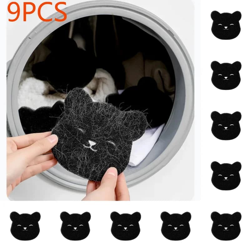 9PCS Pet Hair Remover Forma di orso Palla da bucato Lavatrice Lavatrice Lint Catcher Vestiti riutilizzabili Divano Gatto Spugna per la pulizia dei peli del cane