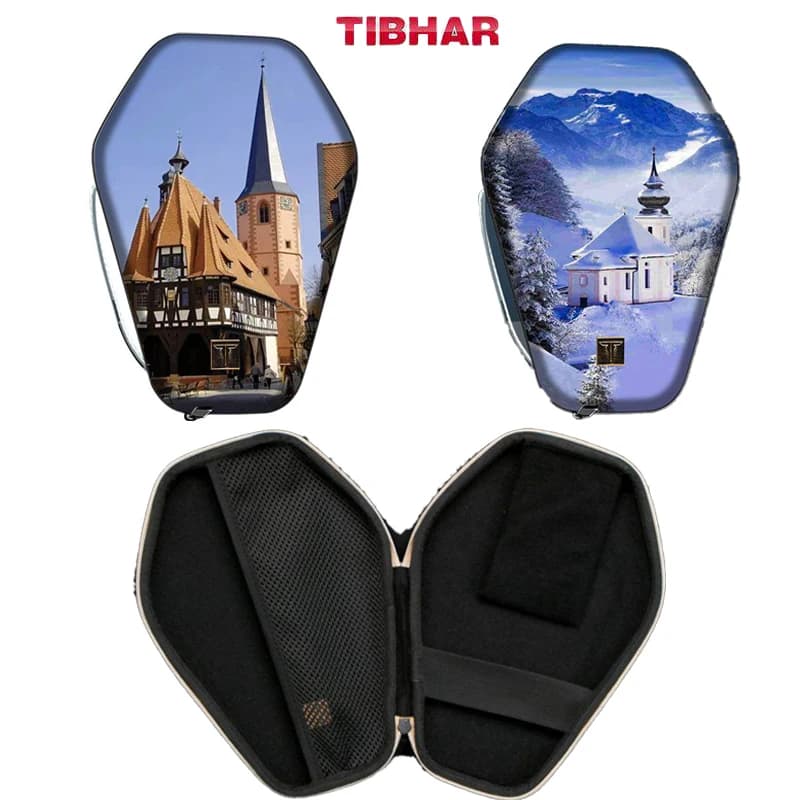 TIBHAR Hexagonal Rigid Case for Ping Pong Rack, Zucca Shape Protective Sports Bag, Resistant