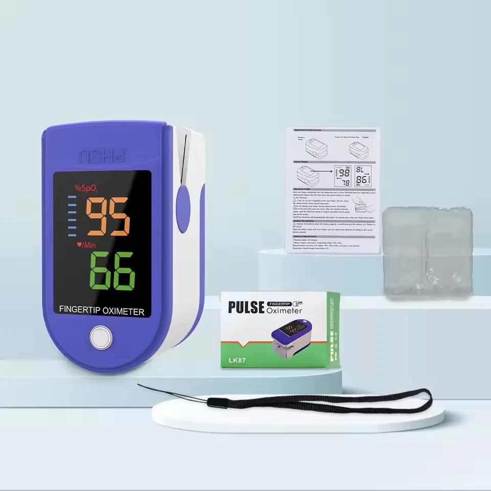 1-2 Pezzi Pulsossimetro da Dito SpO2 con Misurazione della Saturazione di Ossigeno nel Sangue e Frequenza Cardiaca, Misuratore Digitale Medicale a LED
