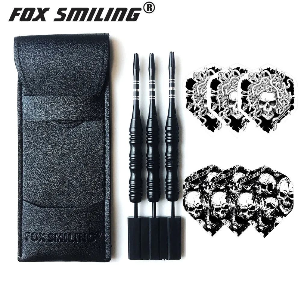 Freccette con punta in acciaio sorridente Fox da 3 pezzi 22 g con aste di freccette in alluminio Set di spille per freccette con teschio