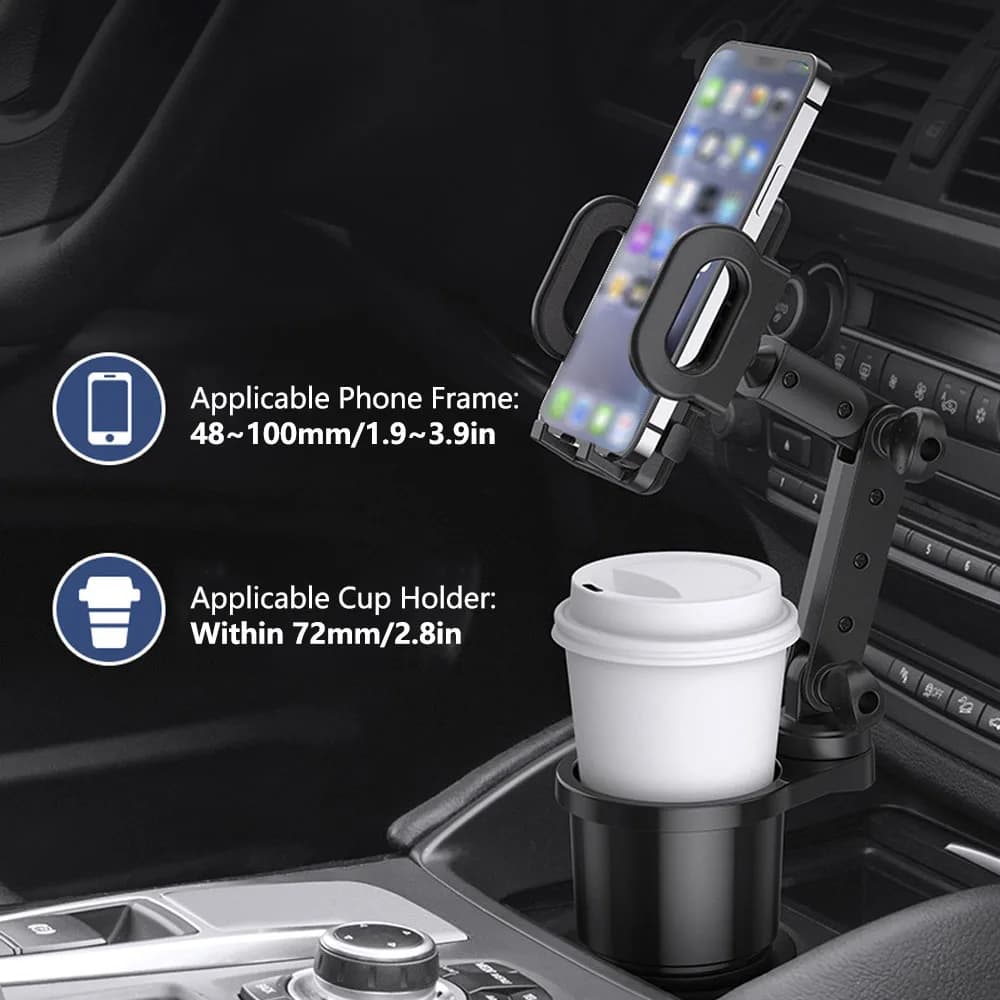 Supporto per cellulare espansore portabicchieri per auto 360 ° Gli smartphone con angolo regolabile con rotazione monta accessori interni per auto