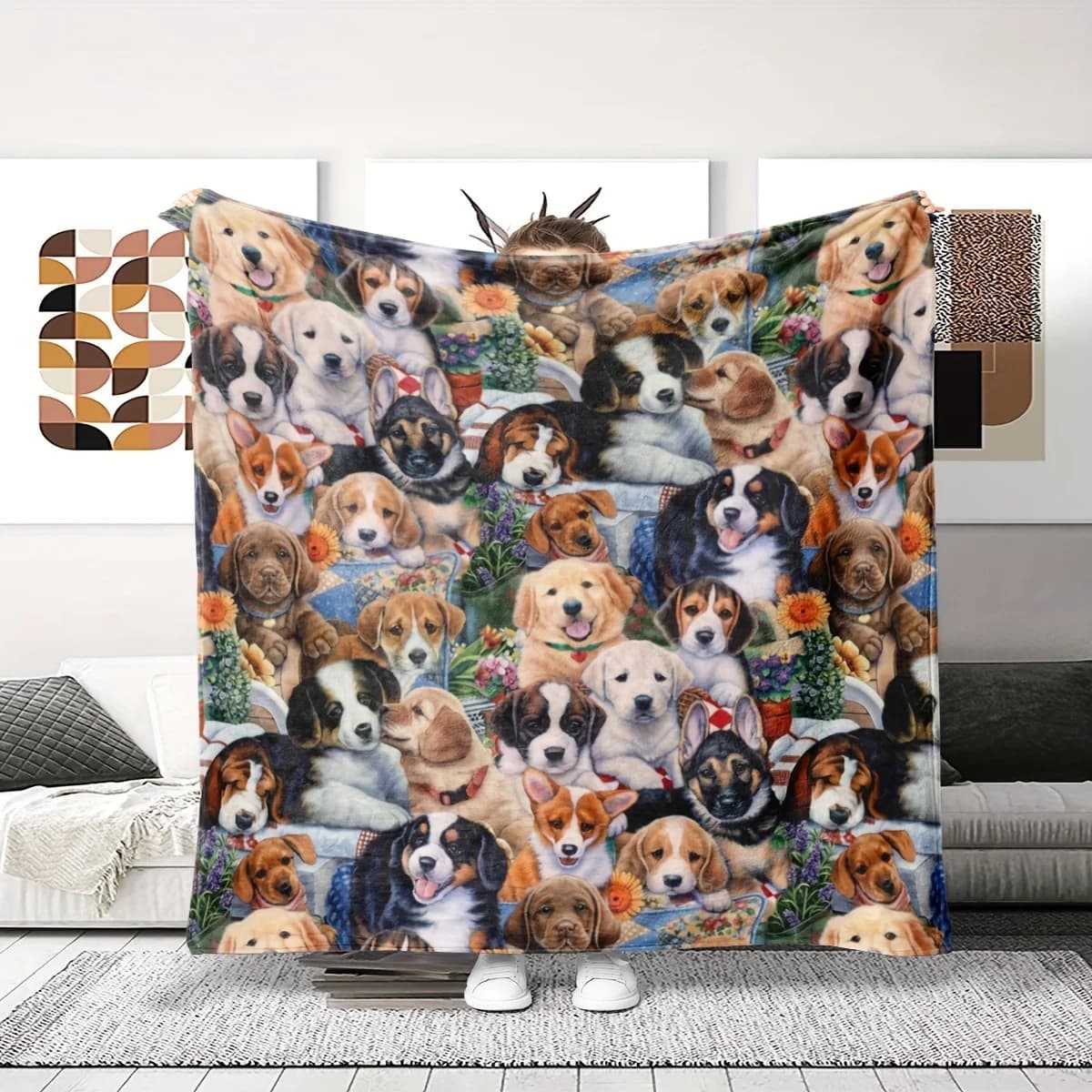 VIKAMA Coperta per cani da compagnia, morbida e confortevole coperta di flanella, biancheria da letto, divano, coperta da viaggio per ufficio, decorazione, regalo per gli amanti degli animali domestici