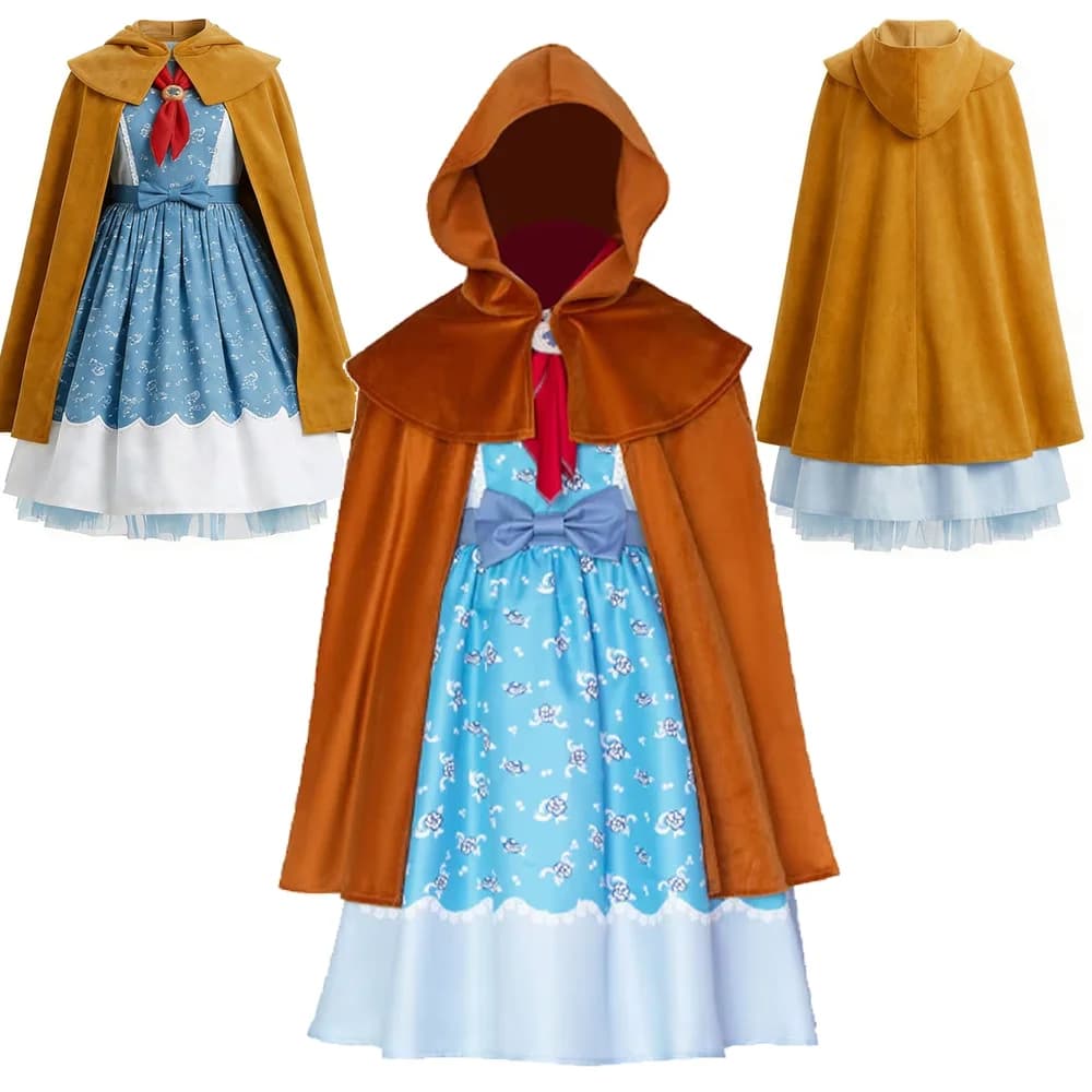 Holly Wheeler Cosplay Costume for Kids, Blue Fantasy Dress with Mantle, Scarf and Socks, Outfit for Role Games, Halloween and Carnival Dressing