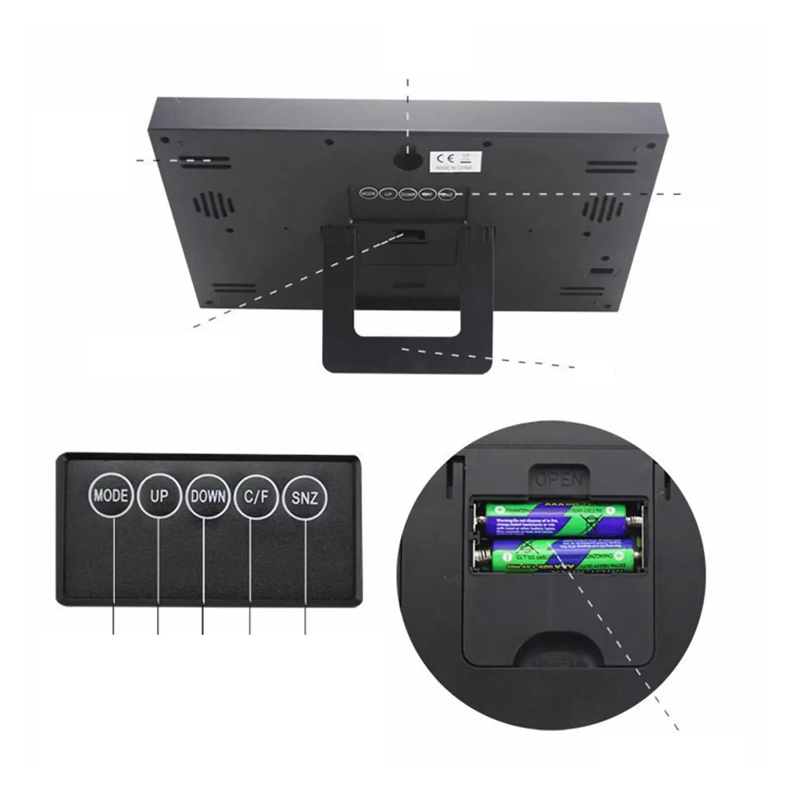 Modern Wall Clocks Timing Study Room Indoor Temperature Digital Alarm Clock