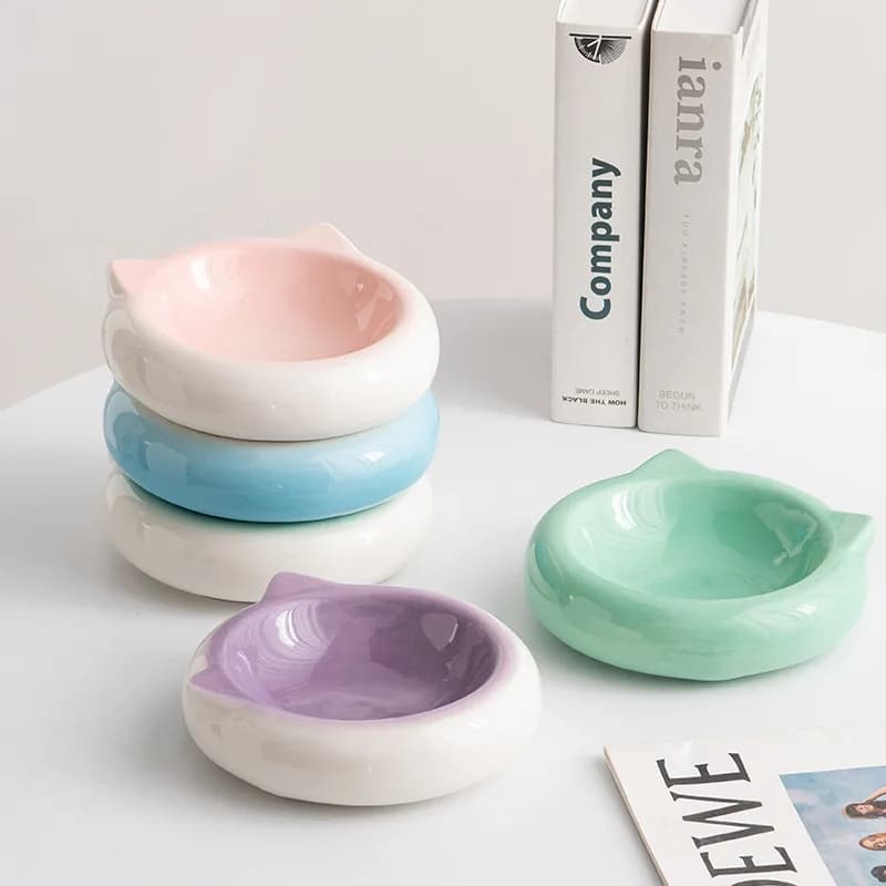Ciotola per cibo per gatti in ceramica, piatto da pranzo, cibo per cani anti-bussare, ciotola per gatti con acqua per cani da compagnia moderna dal design semplice