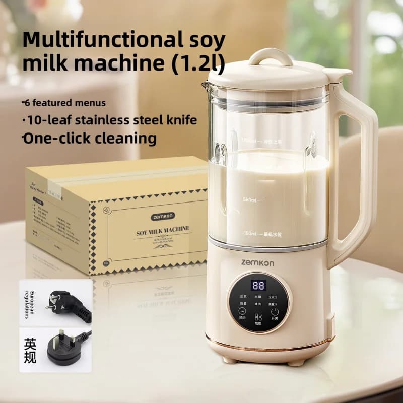 Frullatore multifunzionale automatico per uso domestico Zemkon, mini macchina per latte di soia