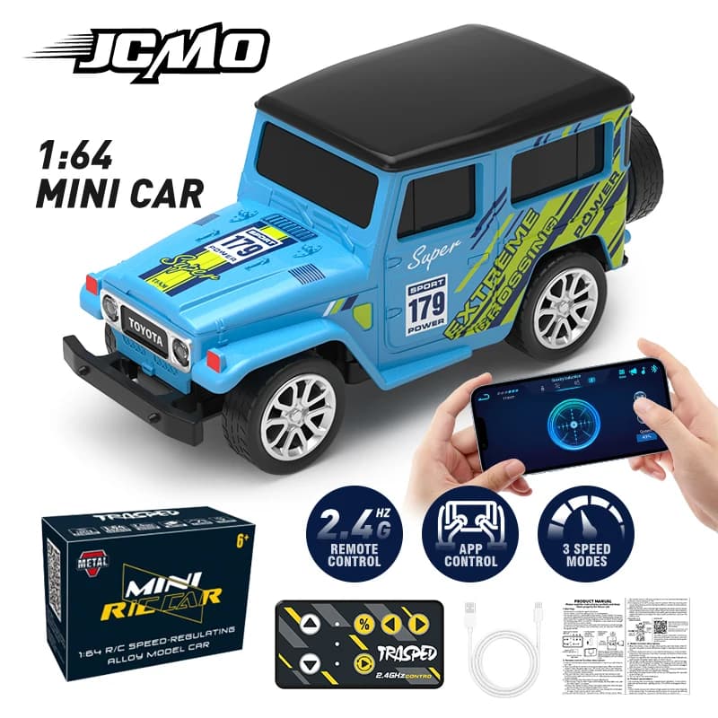 JCMO Mini RC Auto 1:64 App/2.4Ghz Telecomando Desktop Piccolo Giocattolo Portatile Fuoristrada Lega Carshell Per I Bambini Regalo Nuovo