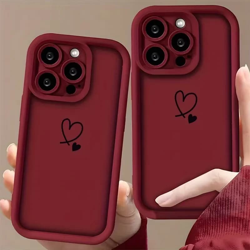 Minimalist Red Heart Pattern Phone Case For iPhone 17 16 Pro Max 15 14 13 12 11 XS X XR 7 8 Plus SE 2022 17Air 16E Soft Cover