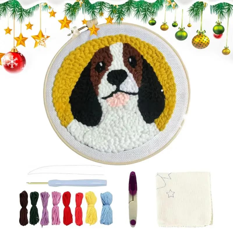 Punch Needle Embroidery Kit Puppy Pattern Needlework Kit For Beginners Creative Art Projects Needlework Sewing Arts And Craft