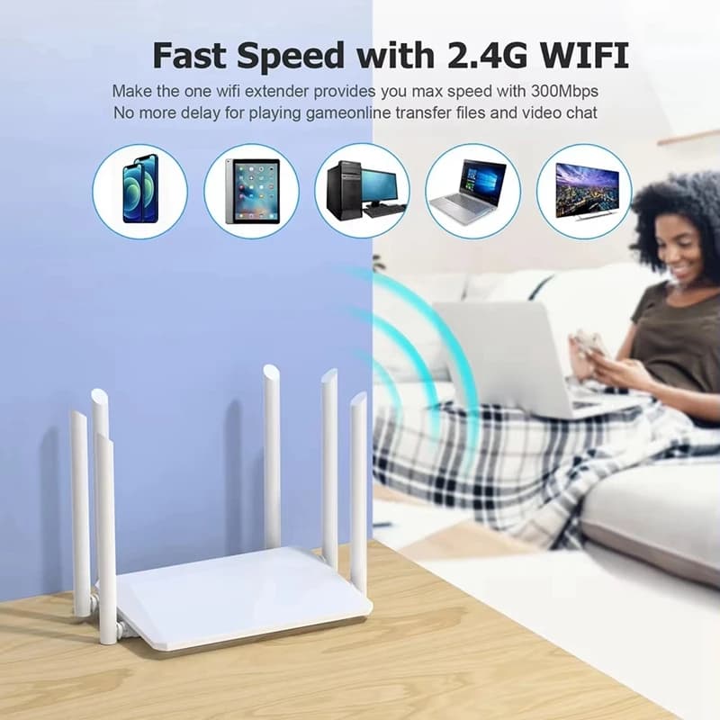 【STOCK】 Router wireless 1200M Antenna esterna Modem Router Ampia copertura Ripetitore WiFi 5GHz Router di segnale Home Office EU-PLUG