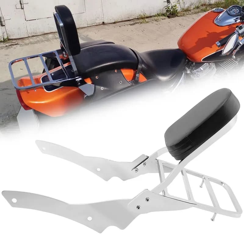 Motorcycle Passenger Backrest Sissy Bar With Luggage Rack Pad For Yamaha V-Star XVS400 XVS650 1996-2017