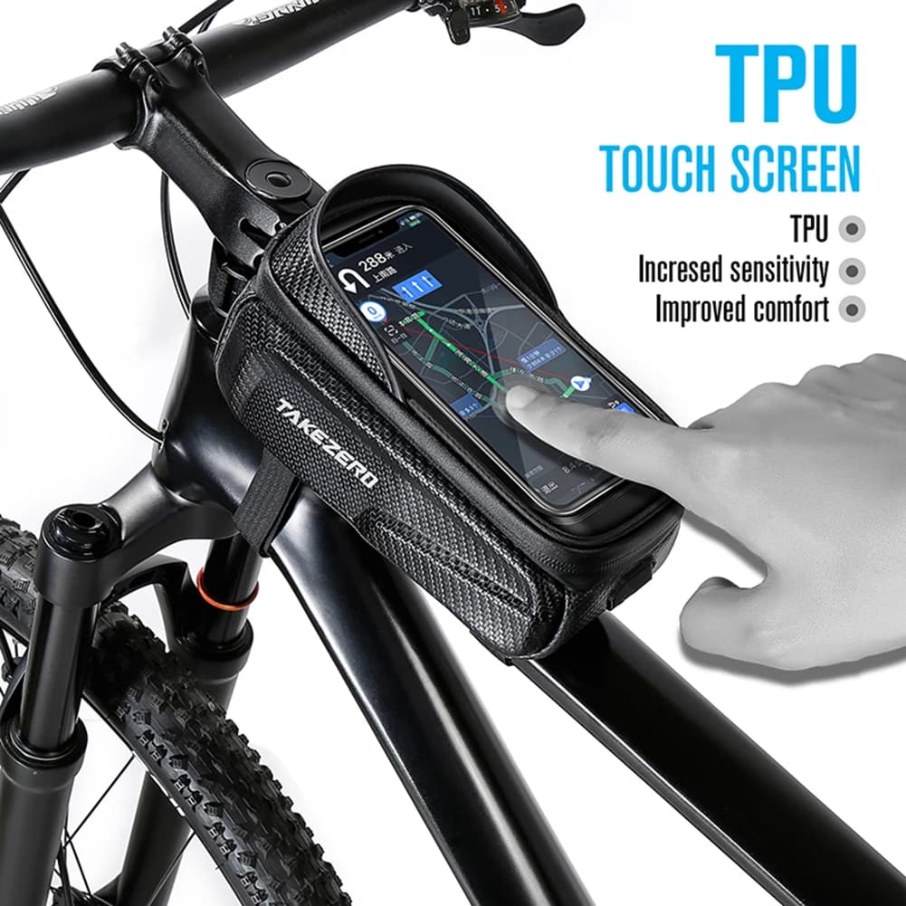 EVA Hard Shell Bicycle Bag Waterproof TAKEZERO series MTB Cycling Head Tube Bag High-Capacity Bicycle Phone Stand Bag for Bike