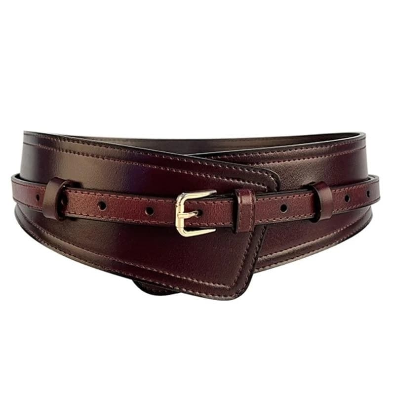 N58F Women Wide Corset Belt Split Leather Pin Buckle Belt for Sweater Dresses D