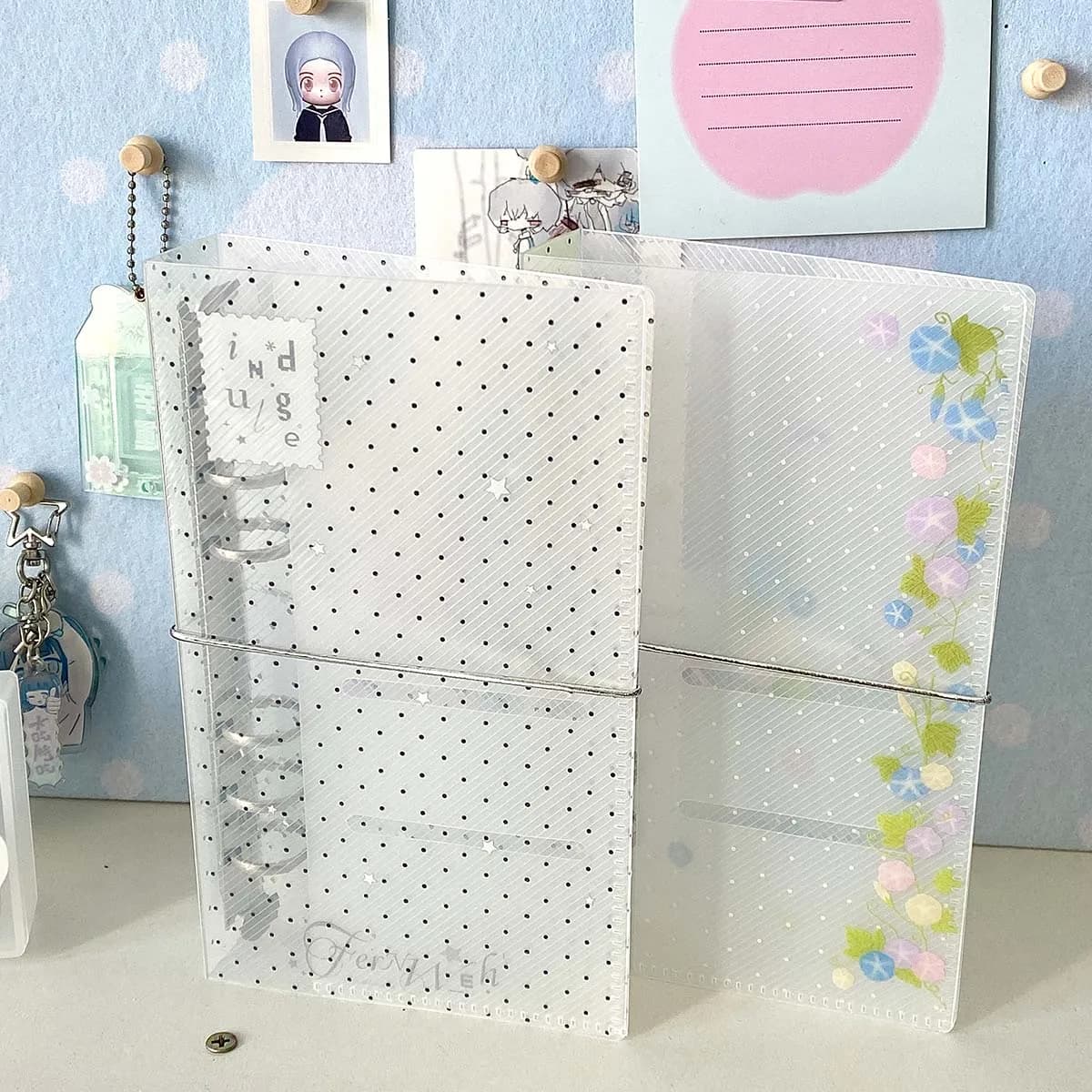 Agenda A6 a Pois con Copertina in Twill, Design Minimalista con Stelle, Quaderno Esteticamente Raffinato per Ufficio e Scuola