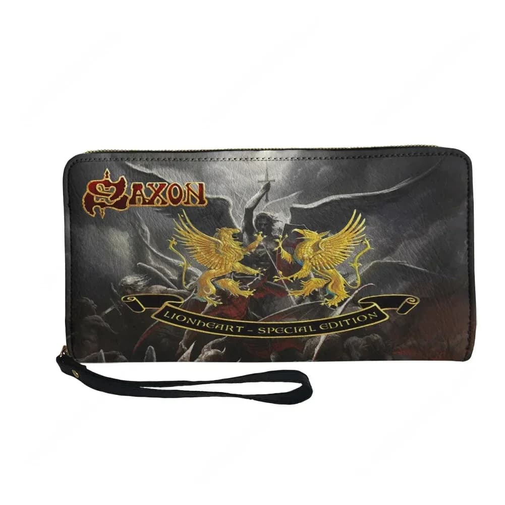 Custom Wallet Saxon Heavy Metals Band, Women's Wallet, For Teenagers, Hinge, Long Wallets, With Double Print, Portable Wallet, Gift Bag