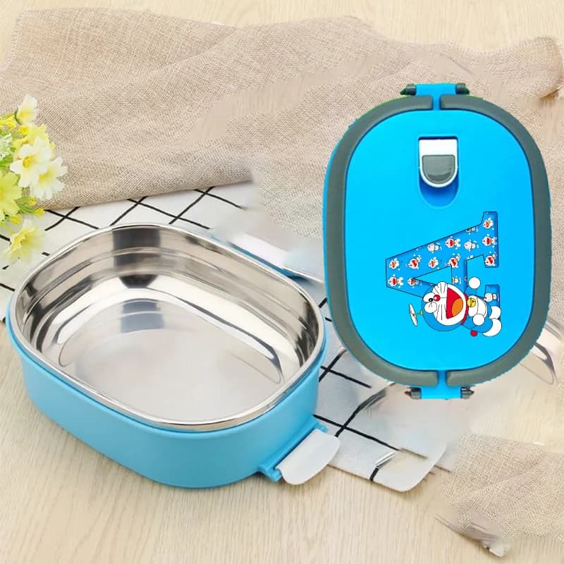 Doraemon Anime Lunch Box Student Portable Bento Container Insulated Blue Stainless Steel Insulated Lunch Box Kids Birthday Gift