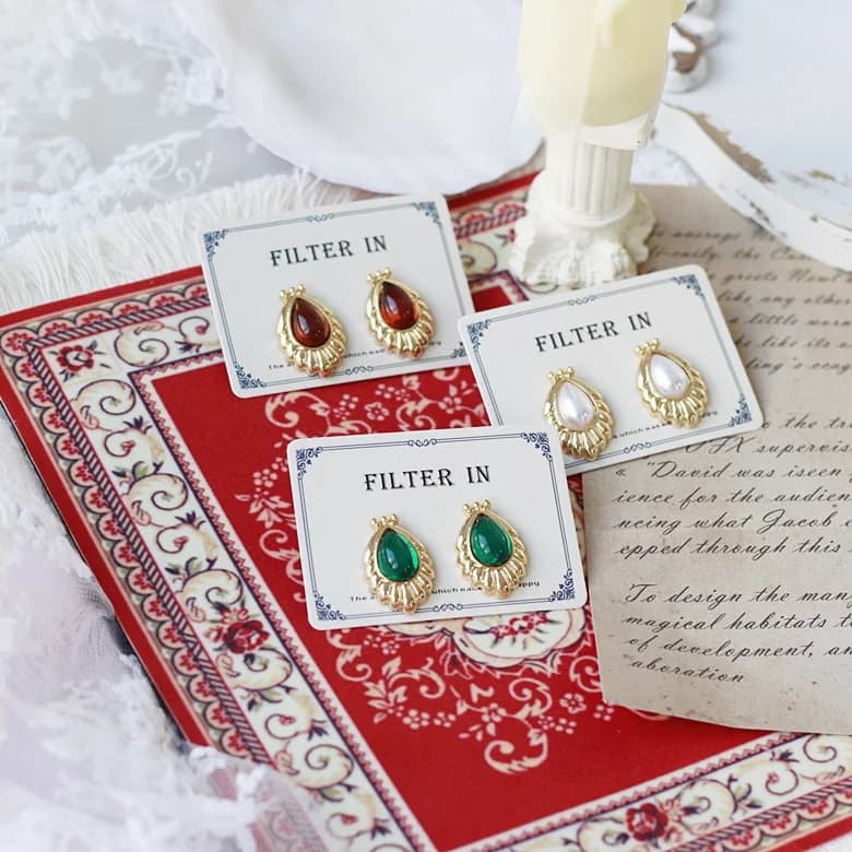925 Silver Vintage Earrings with Gems, Old Style, Fashion Accessories for Women