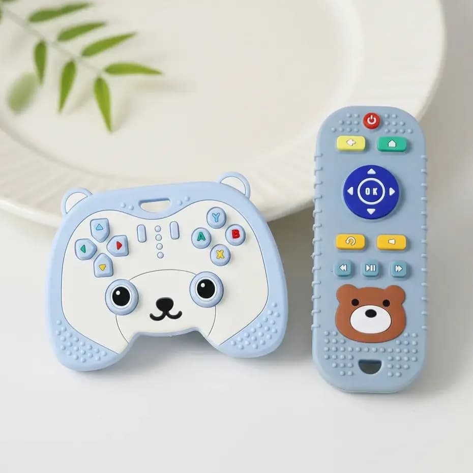 2 Pezzi Giocattoli da Dentizione per Neonati in Silicone a Forma di Controller e Telecomando per Bambini 0-6 6-12 Mesi