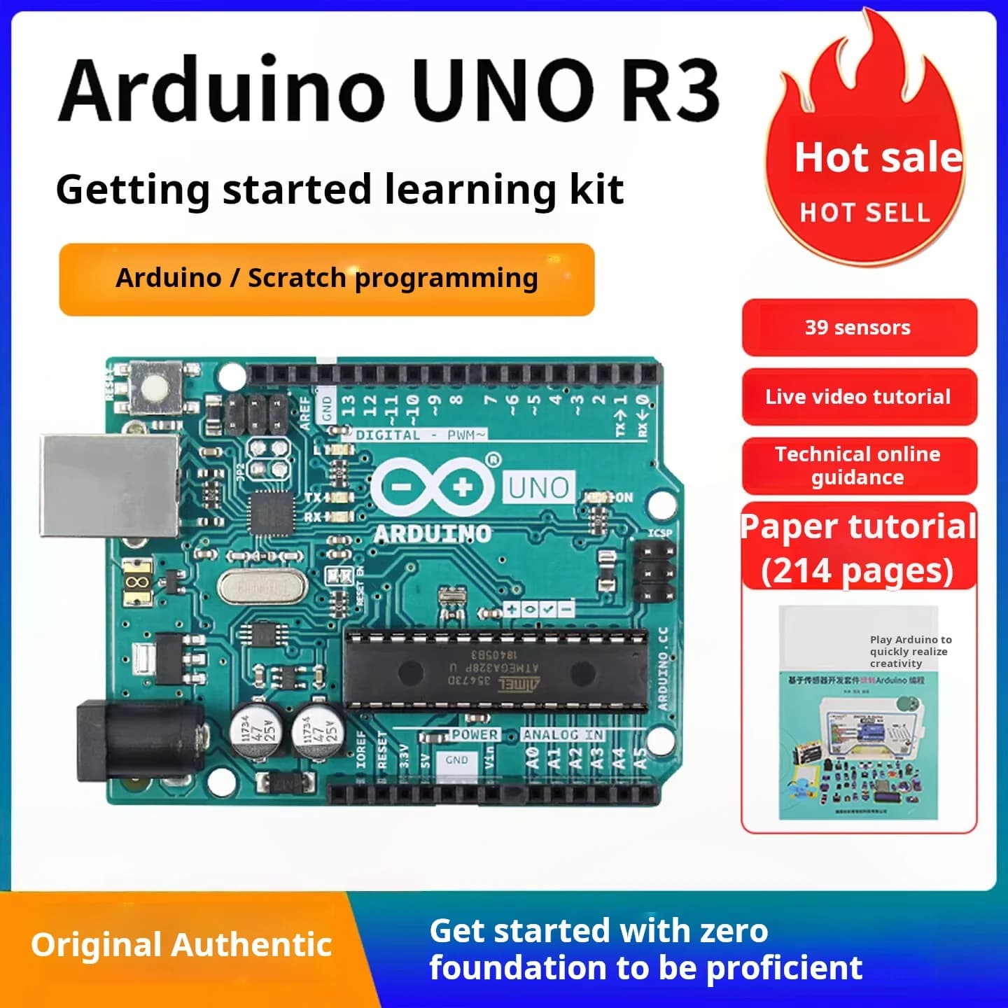 Arduino UNO R3 ATmega328P Development Board Starter Kit for C Programming Learning DIY Electronics
