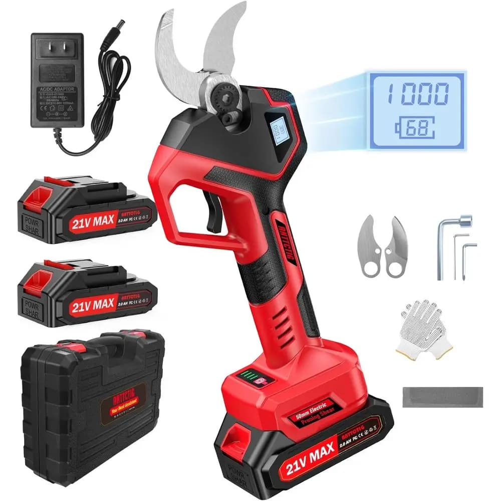 (Update version) Electric pruning shears, battery shears with 2 inch brushless motor (50 mm) with LED cutting diameter Disp