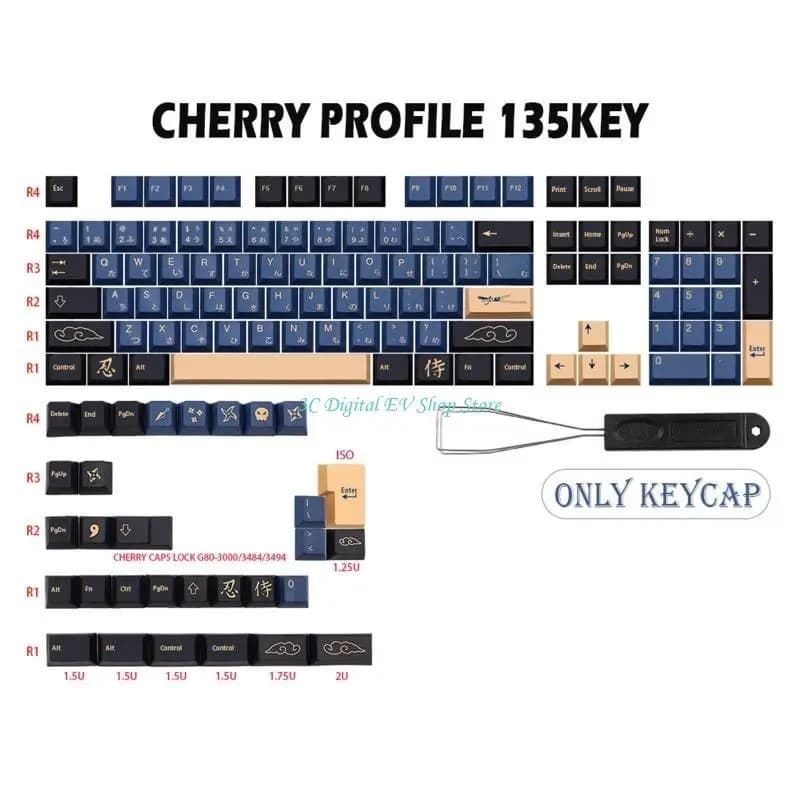Keycap tastiera meccanica PBT E74D Dreaming Giappone Samurai Dye SubB 135 KeyCap