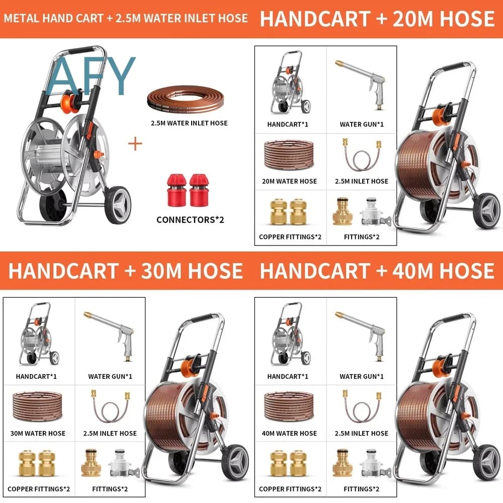 Heavy Duty Garden Hose Reel Cart with Wheels for Outdoor Gardening Tool Storage Portable Mobile Hose Holder Powder Coated