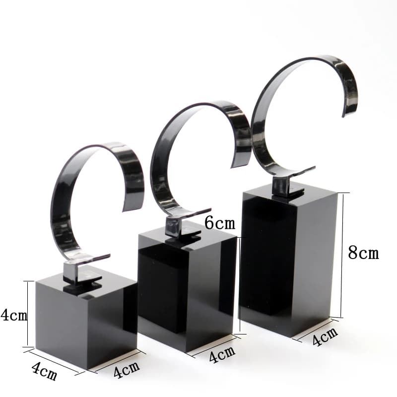 10 Pezzi Supporto Trasparente in Acrilico per Apple Watch, Espositore Nero per iWatch, Base Elegante per Esporre Orologi