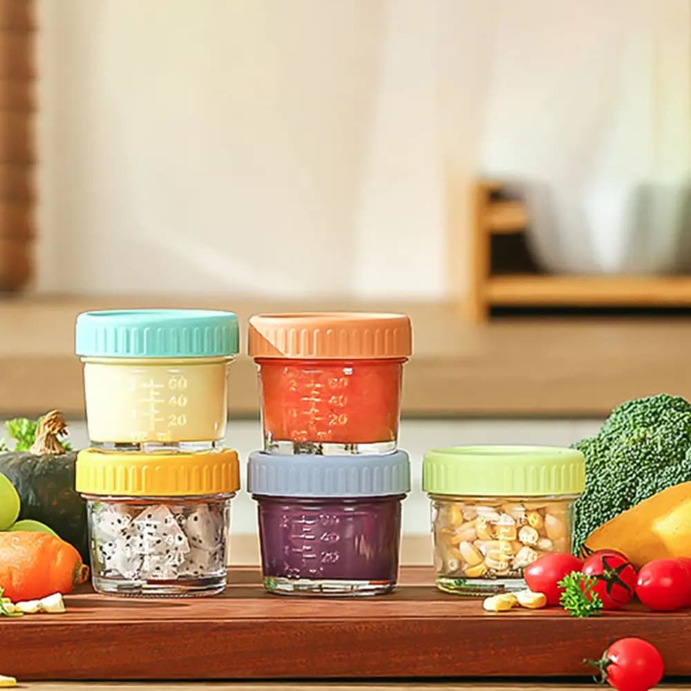 6 pezzi barattolo di vetro per alimenti per bambini barattolo di vetro riutilizzabile con coperchio tazza di salsa per immersione a tenuta stagna con scala contenitore per condimenti per insalata cosmetico