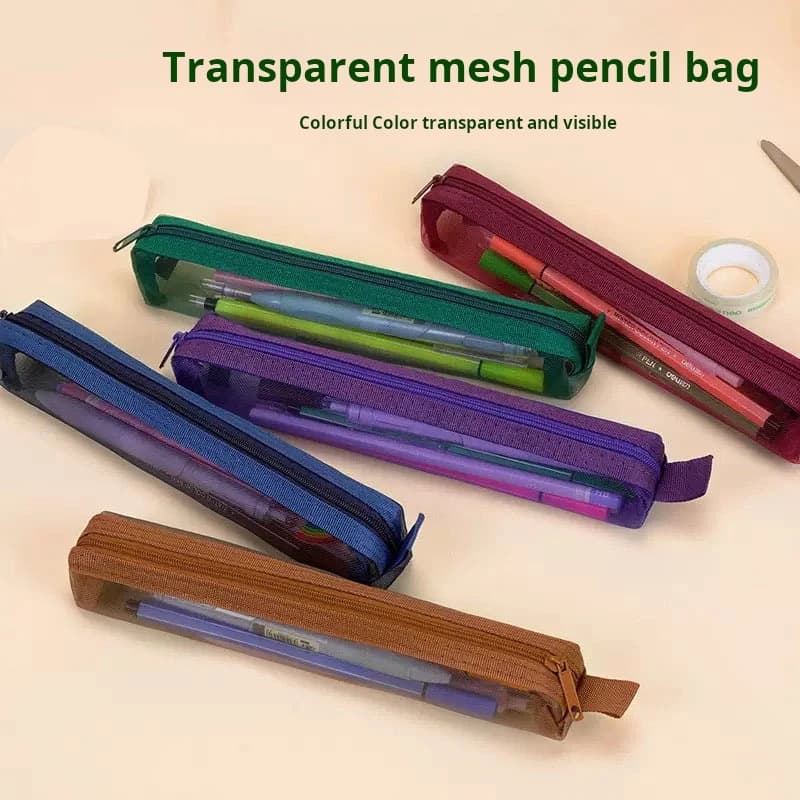 Astuccio portapenne in rete, organizer portatile per esami, astuccio multifunzione con cerniera, portapenne per materiale scolastico