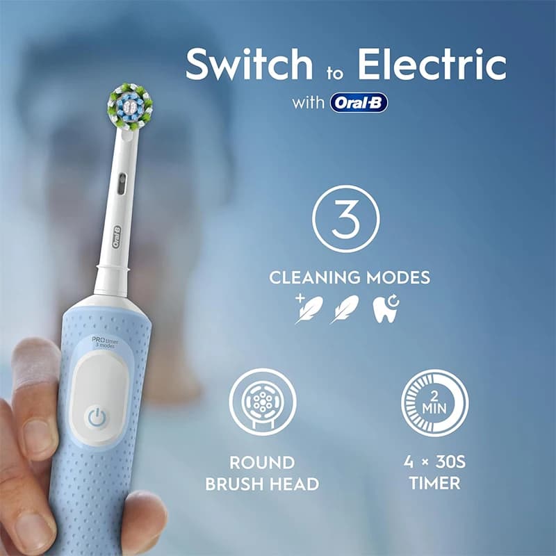 Oral B D103 Spazzolino elettrico Igiene orale Spazzolino impermeabile Setole morbide ricaricabili per la pulizia temporizzata dei denti di 2 minuti