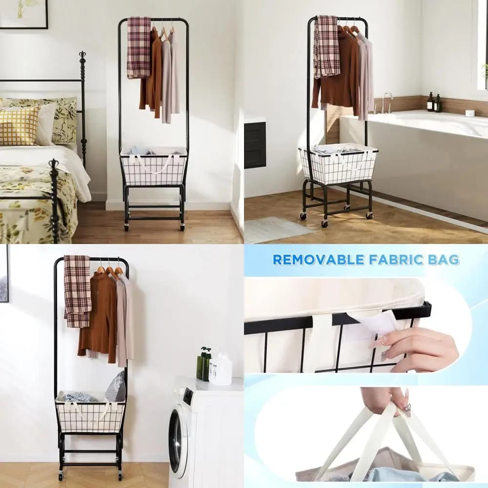 Black white paper trolley with removable bags and clothes hangers