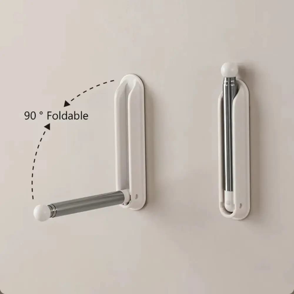 Wall Mounted Hanger Organizer Retractable Space Saving Retractable Rack Multi Hook Design Foldable Clothing Storage Hook