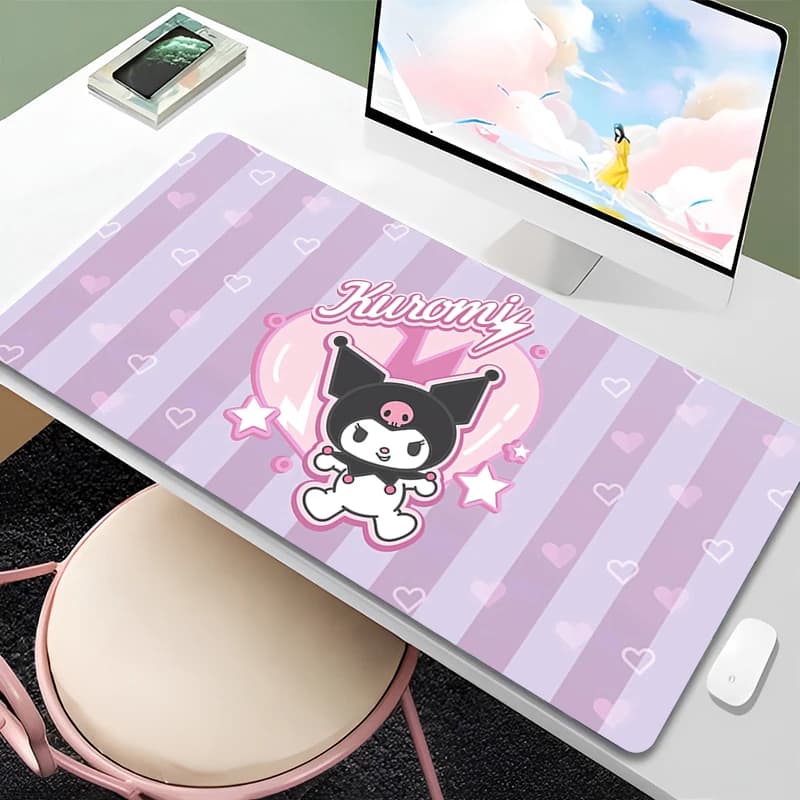 Mouse mat 90x40 cm Kuromi Anime Gaming Accessories Big computer keyboard mat Mausepad rubber desk mausepad for the best gift
