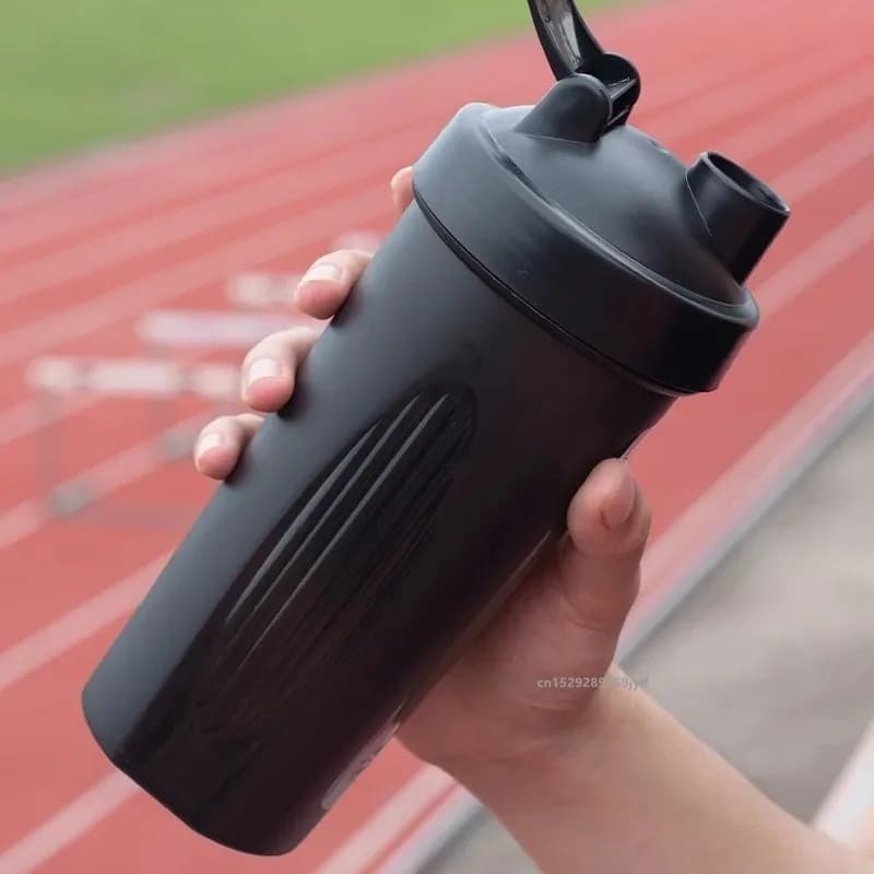 Borraccia shaker per proteine con sfera in acciaio, tazza per miscelare polvere, borraccia in plastica, tazza per miscelare, borraccia per body building ed esercizi.