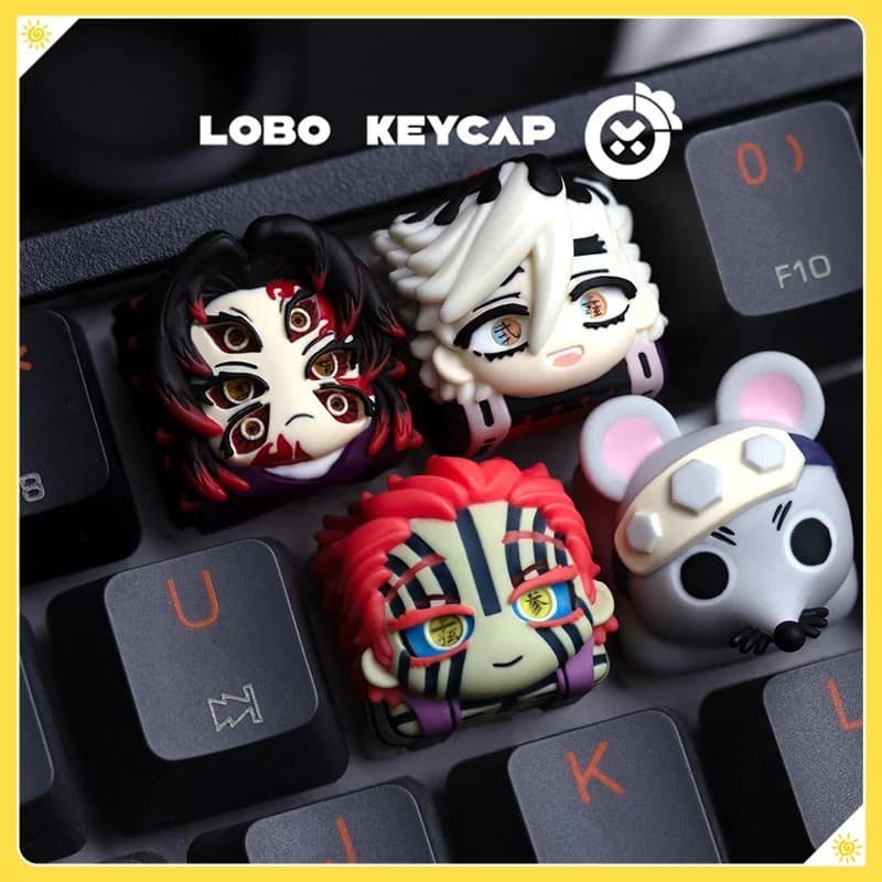 LOBO Demon Slayer Anime Keycap Muscular Mouse Doma Kokushibo Akaza Custom Keycap for Mechanical Keyboard Gift Collection