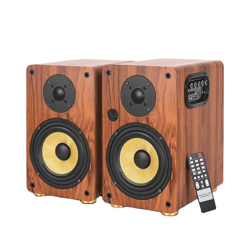 6.5 Inch 200W Wooden Fever HiFi Speakers Active Bluetooth Bookshelf Home Theater Sound System