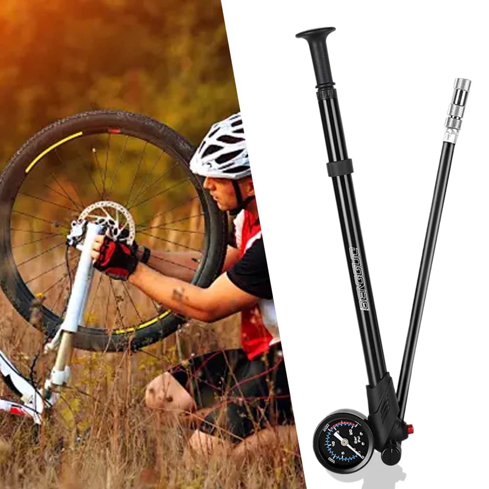 Pompa per Bicicletta 300PSI con Manometro, Compatibile con Valvole Presta e Schrader, Pompa ad Alta Pressione per Forcella Anteriore e Sospensione Posteriore