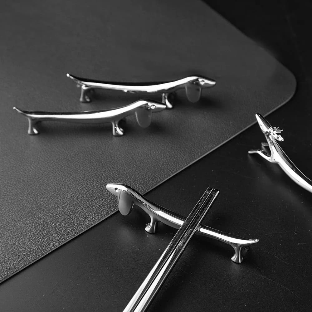 Art Craft Zinc Alloy Cutlery Bracket Holder Silver Cute Tableware Rack Holder Fawn /Little Dog Shape Cutlery Storage