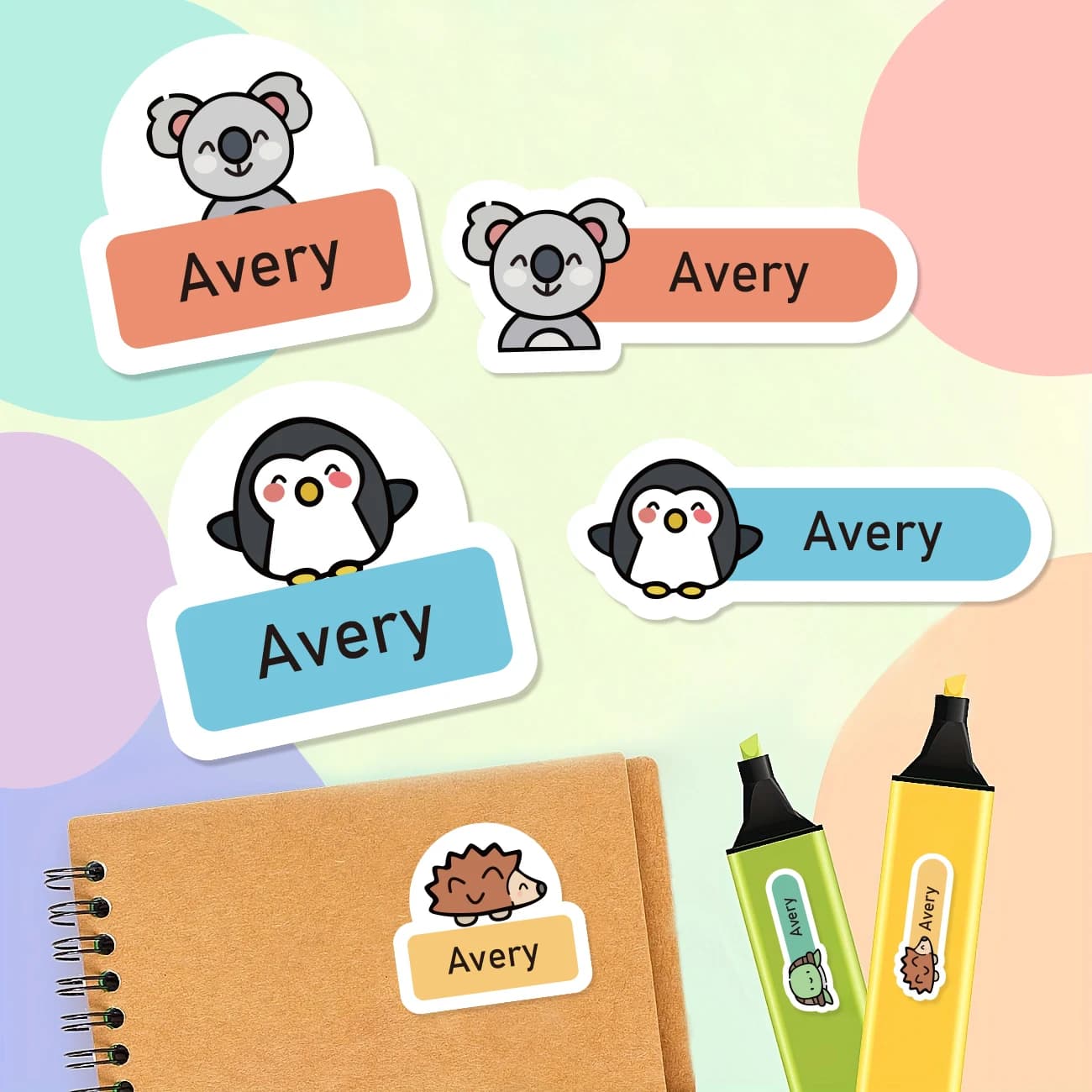 124 Pezzi Adesivi Personalizzati con Nome, Etichette Impermeabili con Animali Carini, Targhette Personalizzate per Bottiglie, Quaderni, Cancelleria