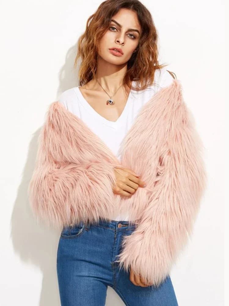 Women's Warm Faux Fox Fur Short Coat Winter Leisure Casula Short Jacket Windbreaker Women Thick Fluffy Luxury Bontjas Outerwear
