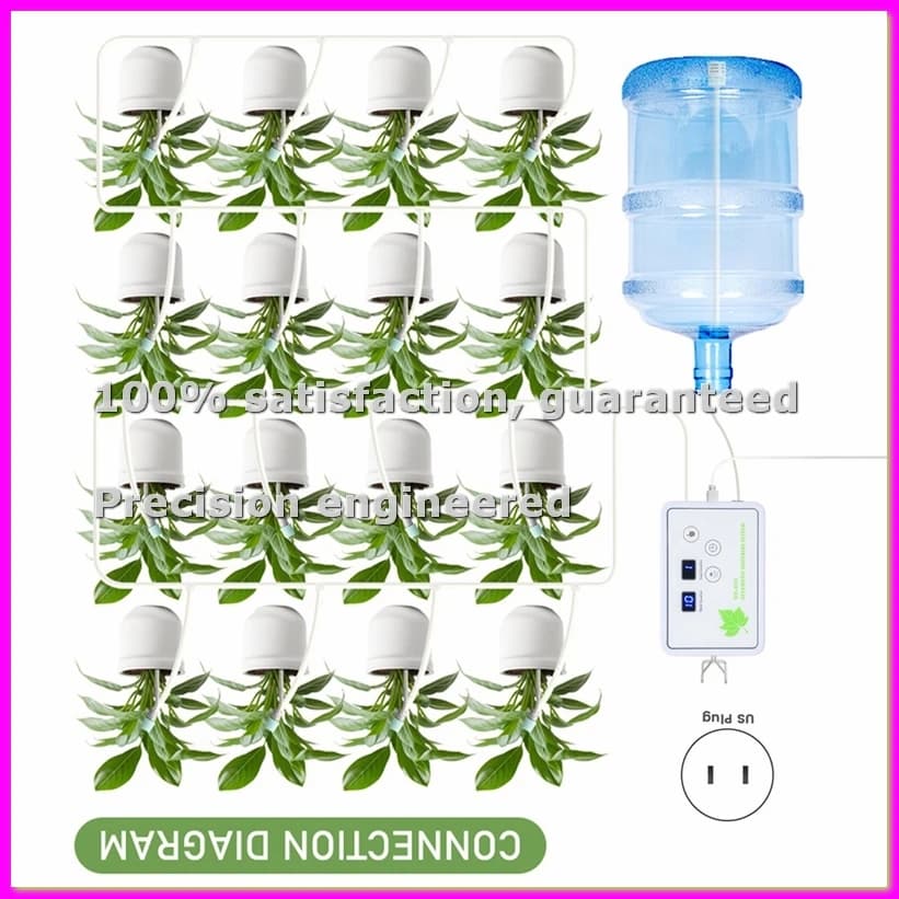 Programmable automatic irrigation system for plants with integrated self-adhesive pump, intelligent timer for temporary irrigation, 2m, 16 pots (US)-ABLA