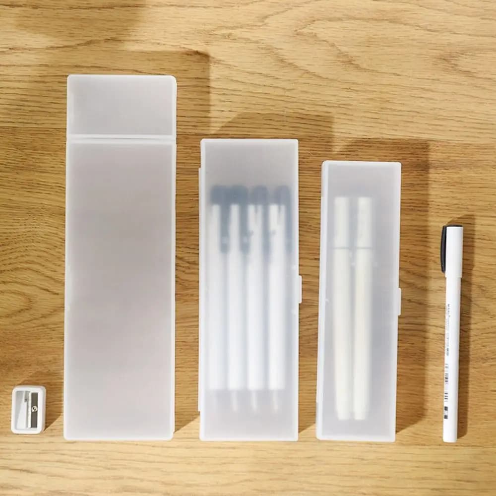 High Quality Plastic Pencil Case S/M/L Translucent Simple Stationery Storage Box Multifunctional Frosted Pen Box Gift