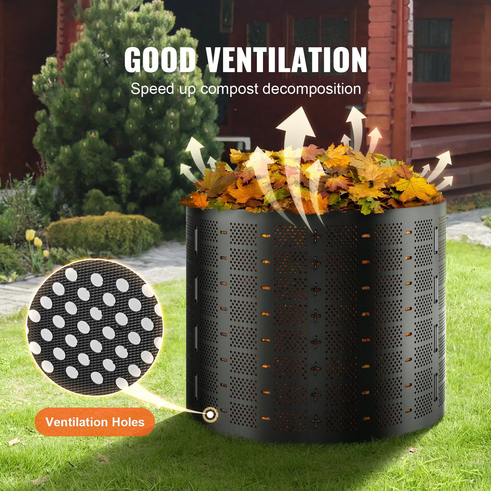 Contenitore per compost da giardino Contenitore per compost da esterno da 220 galloni/1000 L Facile da configurare