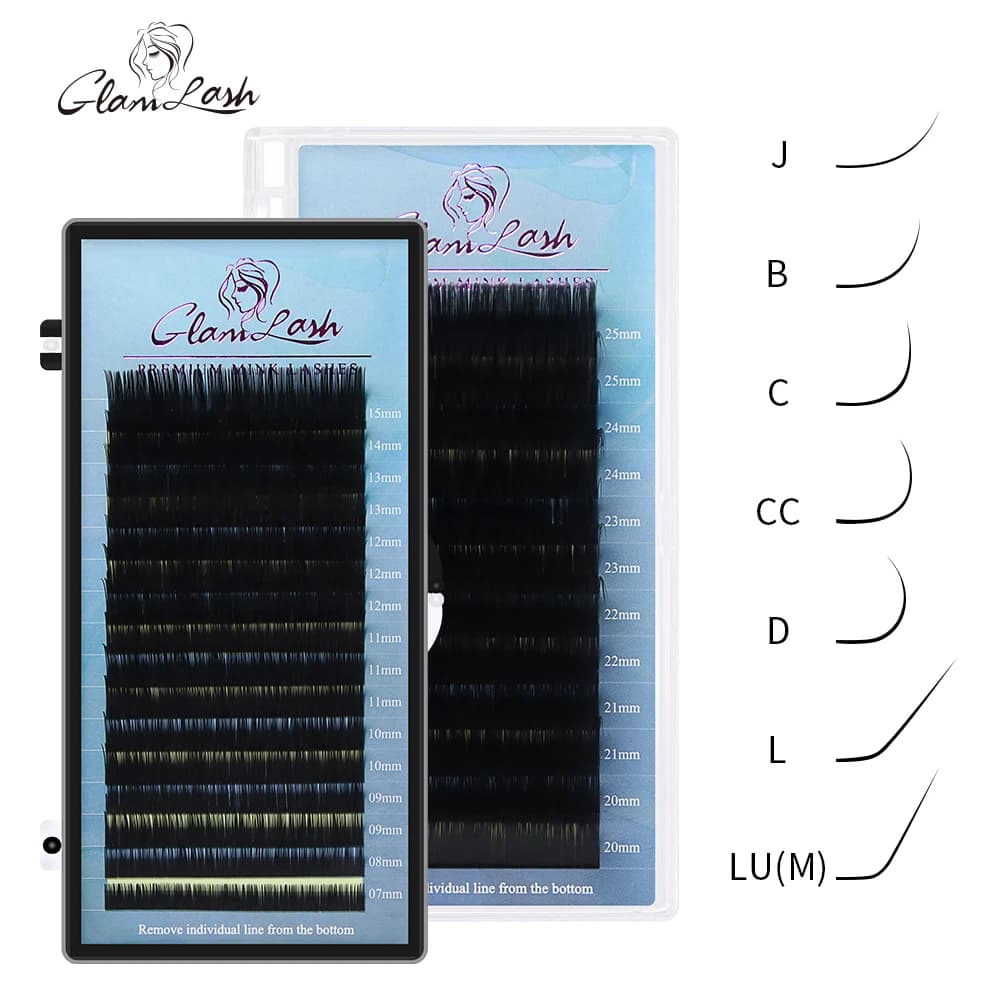 GLAMLASH Mix 7~15/15-20/20-25mm Pbt coreano fatto a mano J/B/C/D/L/LU(M) Estensione ciglia RICCI Ciglia finte visone morbide naturali