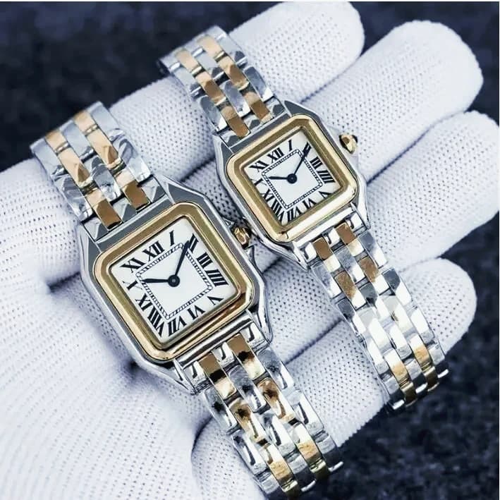 Orologio da donna 2026 nuovo stile con bracciale in acciaio inossidabile e movimento al quarzo, con diamanti quadrati tricolore