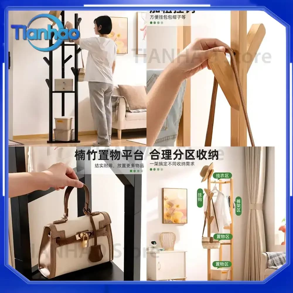 Floor Hanger Coat Rack for Clothes Hanging Bedroom Vertical Simple Floor Rack for Hanging Garments
