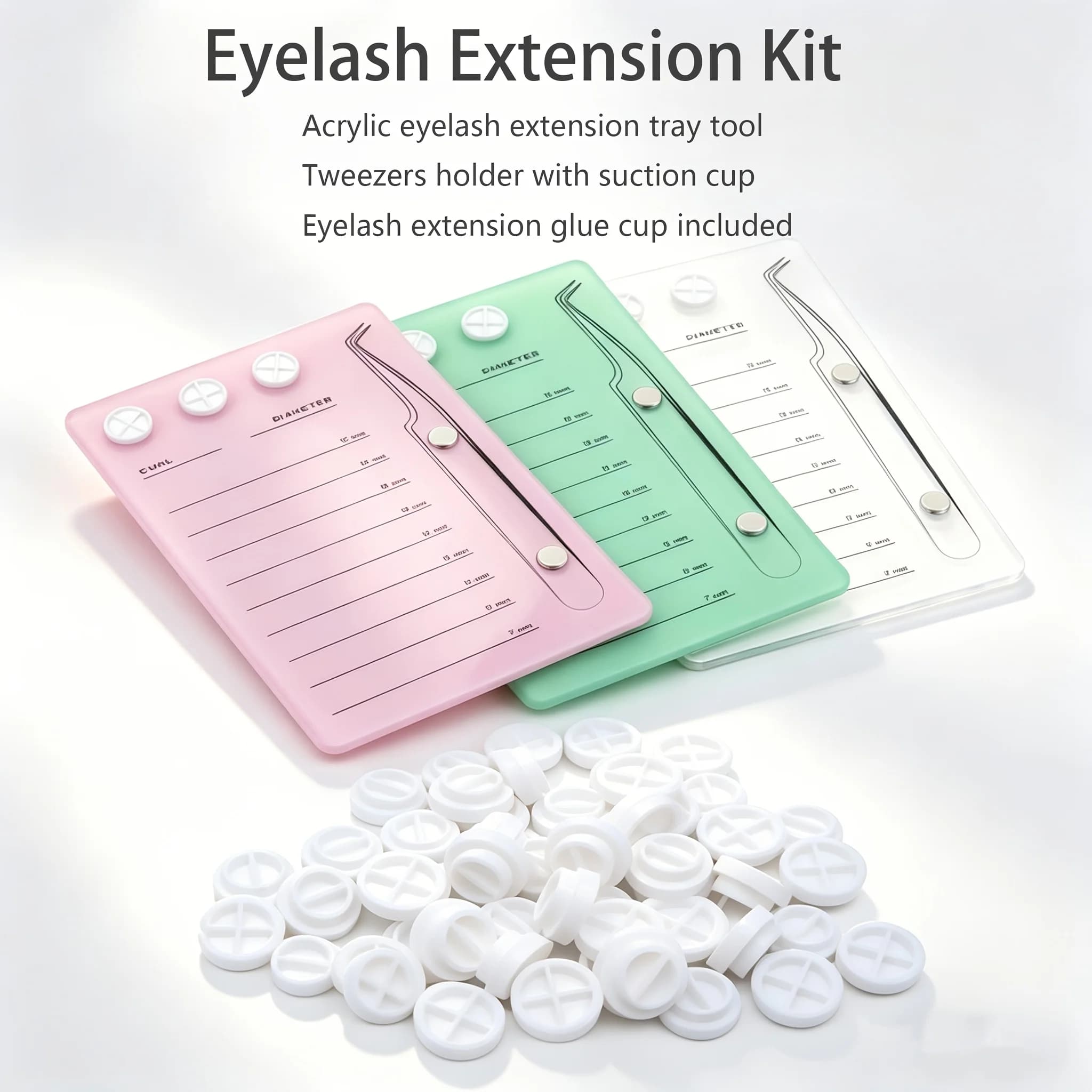 Magnetic Acrylic Eyelash Extension Pallet Lash Tile Holder 100 Glue Cups Tweezer Stand Mapping Board Tray Professional Lash Tool