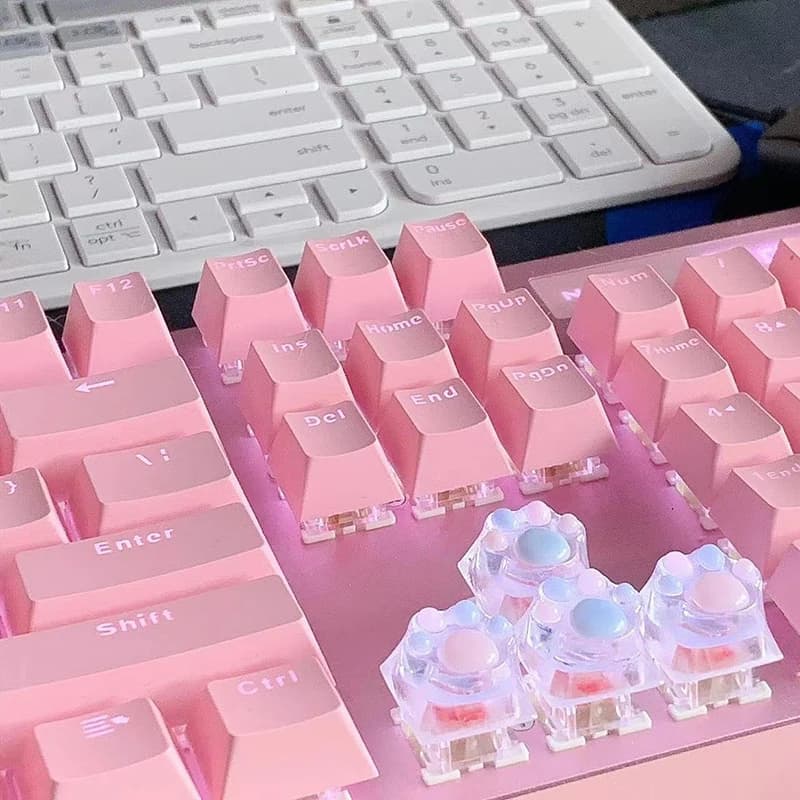 Keycap in Resina a Forma di Zampa di Gatto, Profilo XDA Cherry OEM, Retroilluminazione RGB Chiara, Tasti WASD e Freccia, ESC, per Tastiera Meccanica con Switch MX