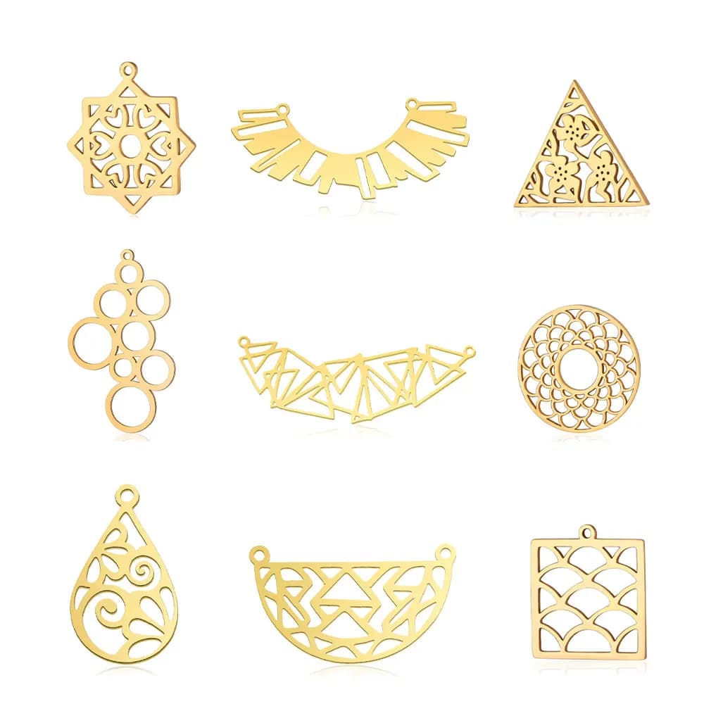10 pcs/lot Geometric Pendants DIY for Earrings, Stainless Steel Triangular Connectors 316, Freshwater Pearl and Water Drop Pendants for Jewelry, Wholesale